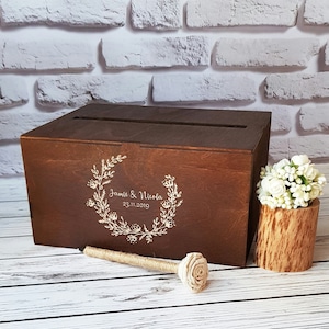 Caixa de cartão de casamento com slot Caixa de cartão de madeira para caixa de correio de casamento Porta-cartão para caixa de envelope de casamento Porta-dinheiro de madeira Caixa de cartões Caixa de presente