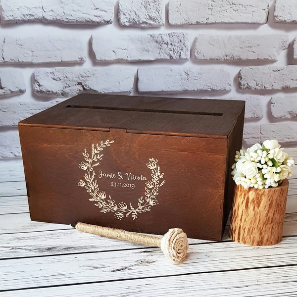 Boîte pour cartes de mariage avec fente Boîte pour cartes en bois pour boîte aux lettres de mariage Porte-cartes pour boîte à enveloppes de mariage Porte-monnaie en bois Boîte pour cartes Boîte cadeau