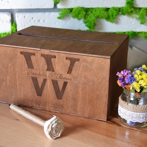 Caja de tarjeta de boda personalizada con ranura Caja de tarjeta de madera Soporte para tarjeta de boda Hucha de boda Caja de tarjeta rústica Caja de tarjetas Caja de sobre de boda