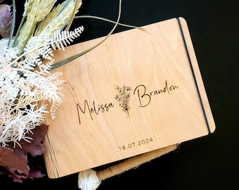 Wooden Guest Book Wedding Guest Book Polaroid Guestbook Personalized Wedding Album Photobook Well Wishes Guest Book Rustic Guest Book