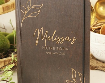 Personalized Recipe Journal Custom Recipe Book Christmas Gift For Mom Storage Recipe Book Wooden Cookbook Grandma Gift For Mother Gift