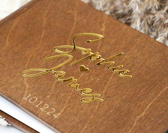 Wedding Guest Book With  Acrylic Lettering Wedding Album Wooden Guest Book Custom Guest Book Well Wishes Book Wedding Book Rustic Book