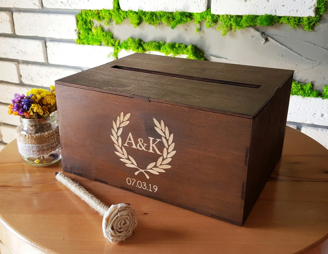 Wedding Card Box With Slot Wooden Box for Cards Wedding Card Holder