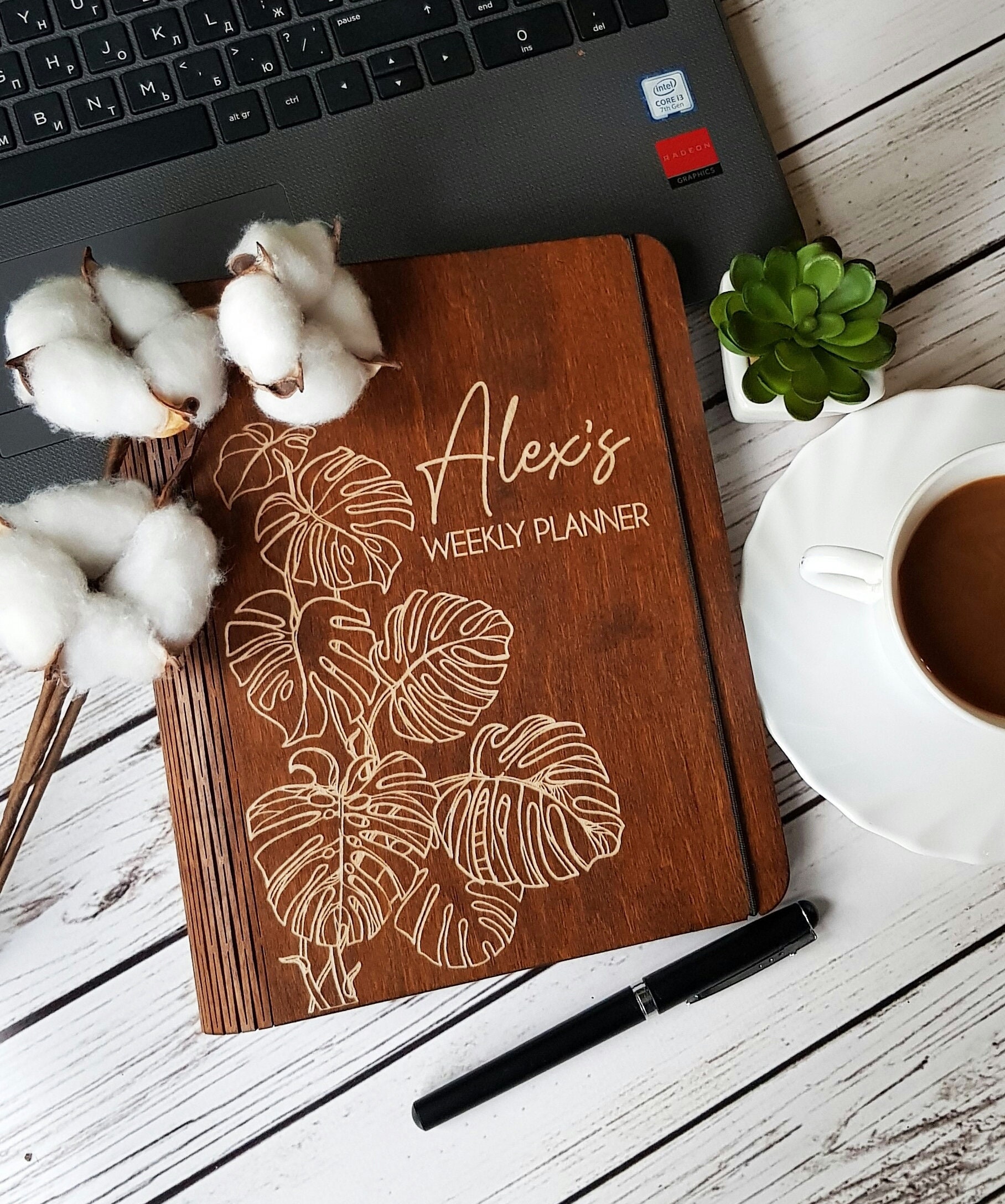 personalized-weekly-planner-wooden-notebook-hardcover-planner-etsy