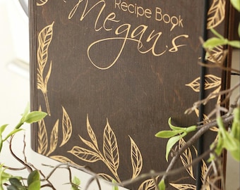 Libro de recetas de madera personalizado: libro de cocina familiar grabado, regalo de Navidad para mamá y abuela.