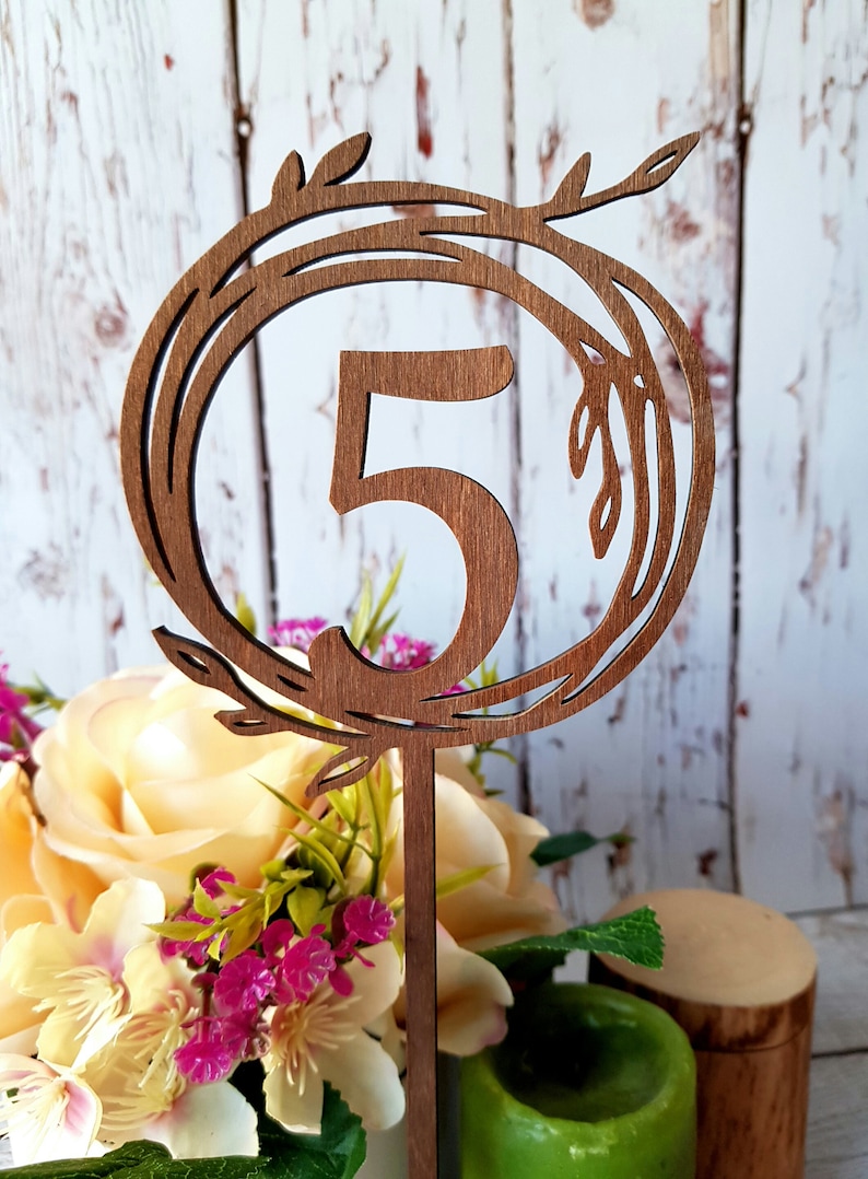 Wedding Table Numbers on Stand Stick Wooden Table Numbers Wedding Numbers Freestanding Numbers Wedding Table Sign Wedding Sign Table Signage image 4