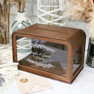 Caja de tarjetas personalizada para boda, caja de madera para tarjetas, caja de deseos, hucha para boda, caja de bienvenida para boda, caja rústica para tarjetas, buzón para boda