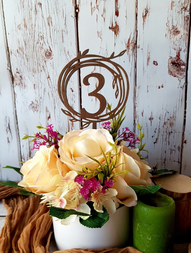Wedding Table Numbers on Stand Stick Wooden Table Numbers Wedding Numbers Freestanding Numbers Wedding Table Sign Wedding Sign Table Signage image 2