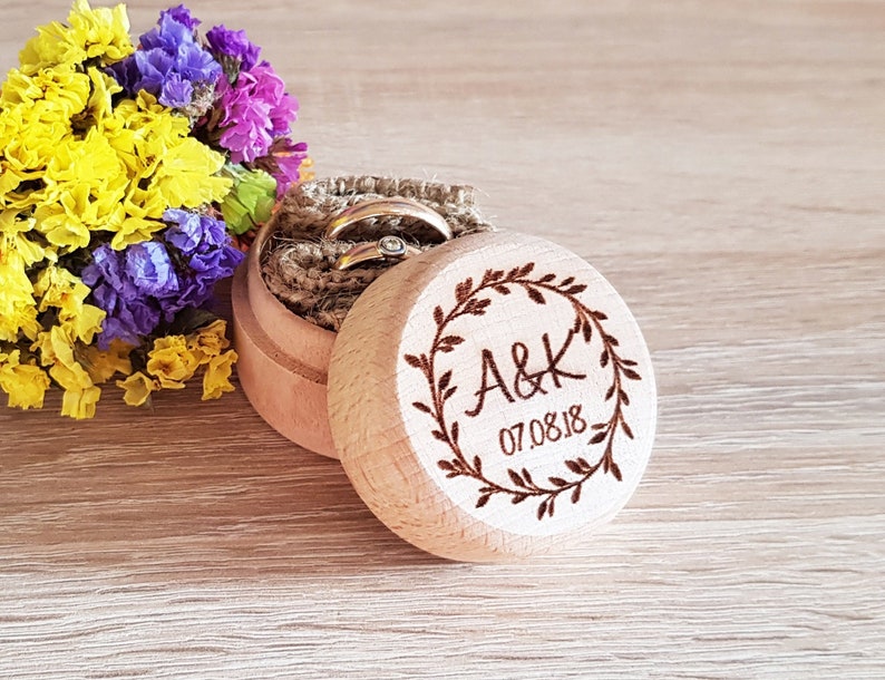 Wedding Ring Box Ring Bearer Box Initials Ring Box Wooden Jewerly Box Engagement Box Proposal Ring Box Wedding Rings Holder Bearer Pillow