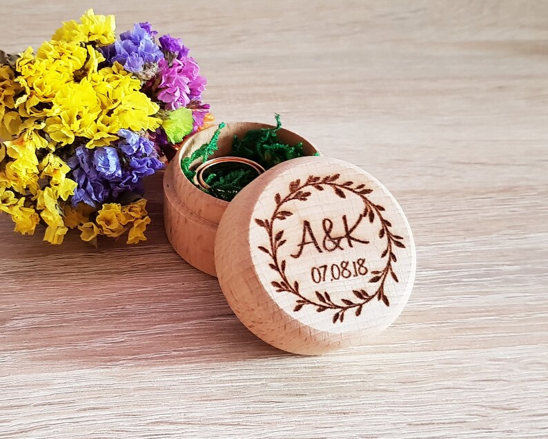 Wedding Ring Box Ring Bearer Box Initials Ring Box Wooden Jewerly Box Engagement Box Proposal Ring Box Wedding Rings Holder Bearer Pillow