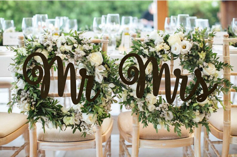 Wedding Chair Sign Mr&mrs Chair Sign Wooden Chair Sign Gold Etsy