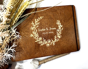 Personalized Guest Book Wood Guest Book Wedding Guest Book Anniversary Gift Guest Book Sign Keepsake Album Wedding Album Boho Guestbook