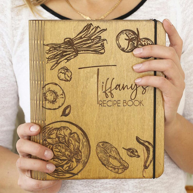 Unique Recipe Journal Wood Recipe Book Christmas Gift for Mom