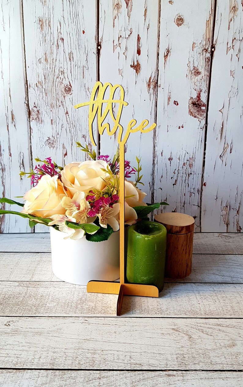 Wooden Table Numbers Gold Wedding Table Numbers Sticks Event Etsy