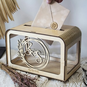 Caixa de cartão de acrílico Caixa de cartão de casamento Caixa de depósito Caixa de cartão com slot Caixa de cartão de madeira Caixa de envelope de casamento Porta-cartão minimalista Caixa de lembrança