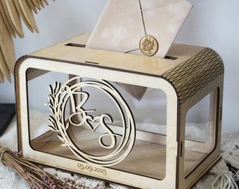 Personalized Wooden Wedding Card Box: Acrylic Keepsake Envelope Holder