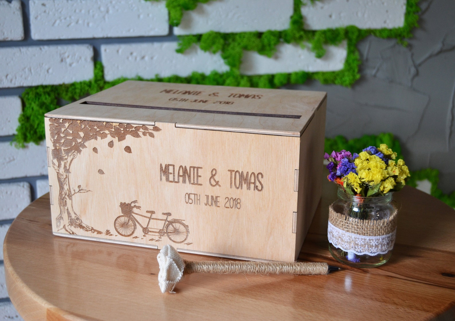 Custom Wedding Card Box With Slot Wooden Card Box Tree Wedding Etsy