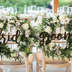 Wedding Chair Sign Bride And Groom Backs Signs Decor Wooden Chair Sign Wedding Sign For Reception Wedding Chair Decor Rustic Wedding Signs image 7