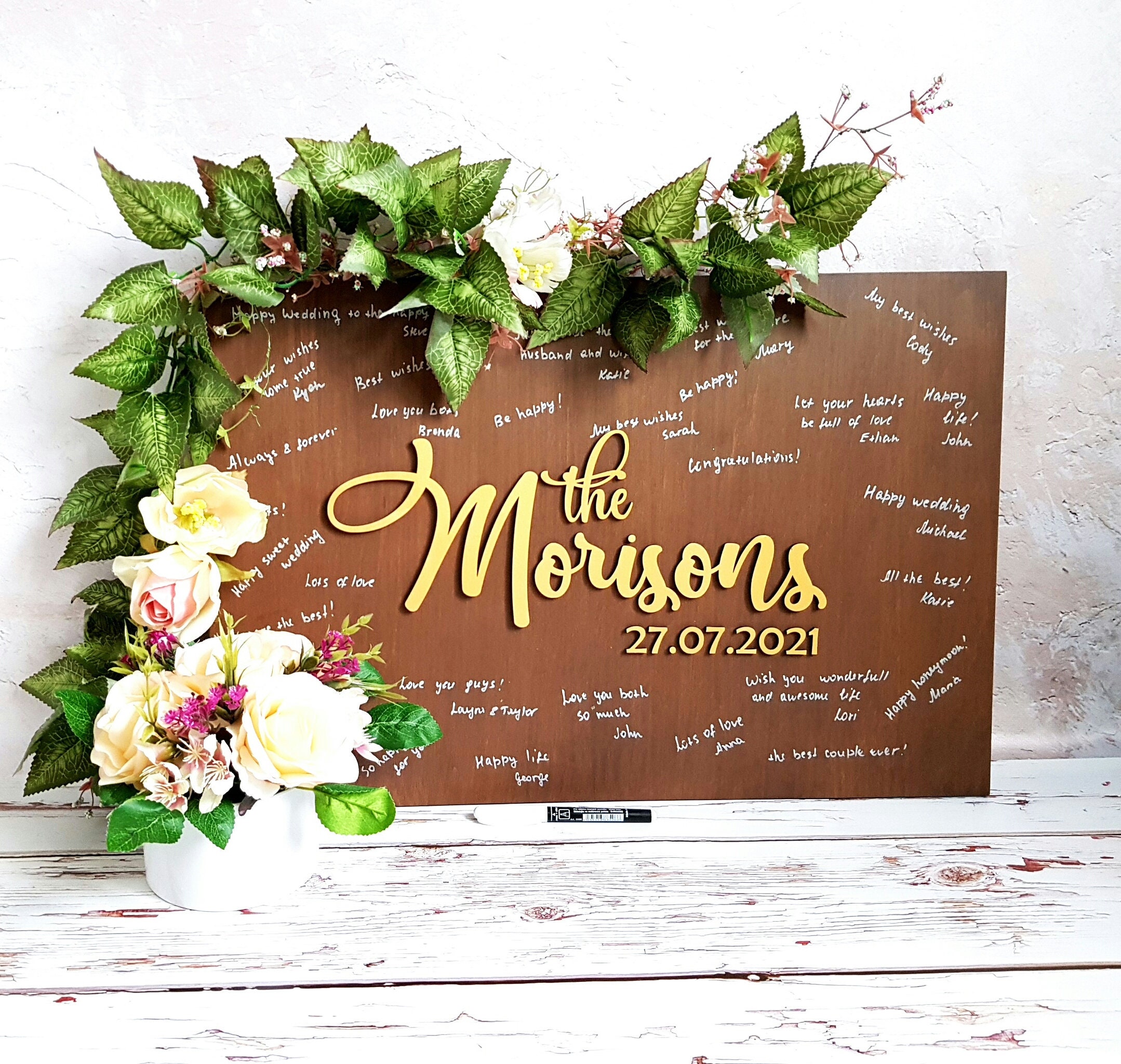 3D Wooden Wishes Board Wedding Guest Book Rustic Guest Book Etsy