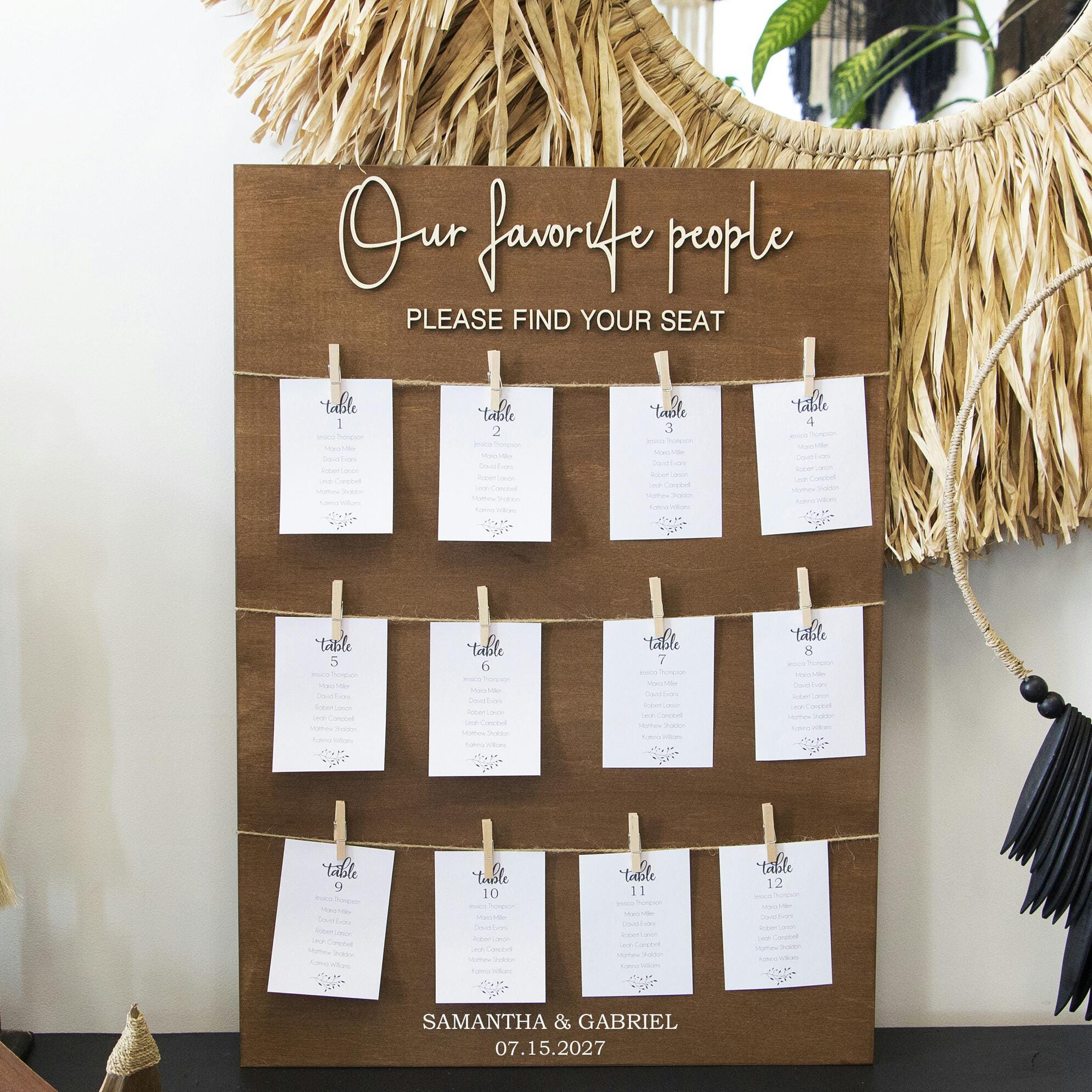3D Wedding Seating Chart Table Assignment Sign Wooden Seating Chart ...