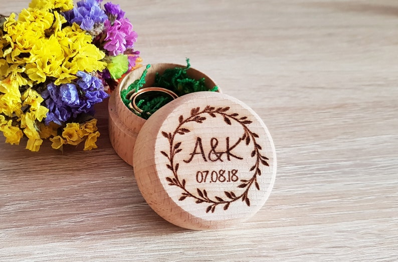 Wedding Ring Box Ring Bearer Box Initials Ring Box Wooden Jewerly Box Engagement Box Proposal Ring Box Wedding Rings Holder Bearer Pillow