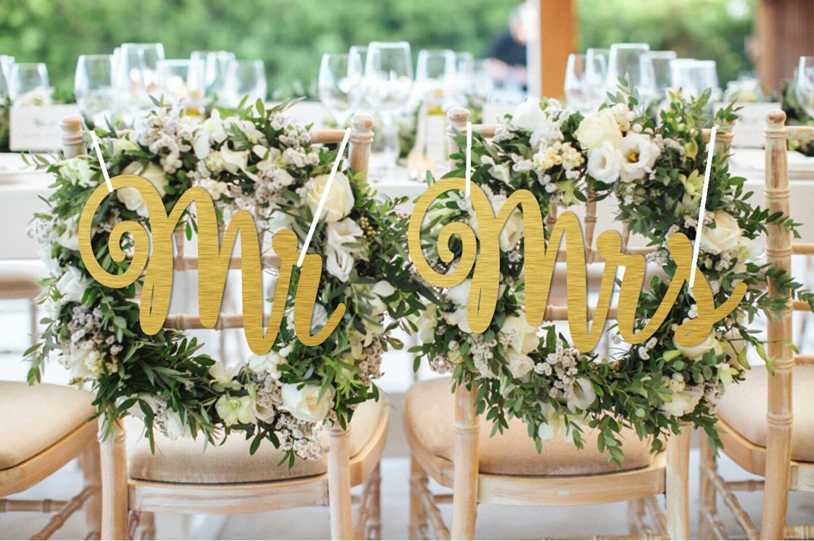 Wedding Chair Sign Mr&mrs Chair Sign Wooden Chair Sign Gold Etsy