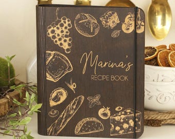 Aangepast kookboek Gepersonaliseerde receptenboek kerstcadeau moeders kookboek houten receptenboek bindmiddel oma cadeau vrouw cadeau bruids douchecadeau