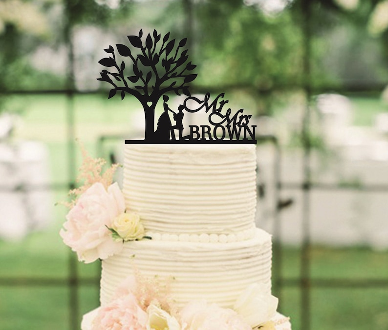 Wedding Cake Topper Tree Cake Topper Mr and Mrs Cake Topper Coup Wedding Cake Topper Tree Cake Topper Mr and Mrs Cake Topper Coup