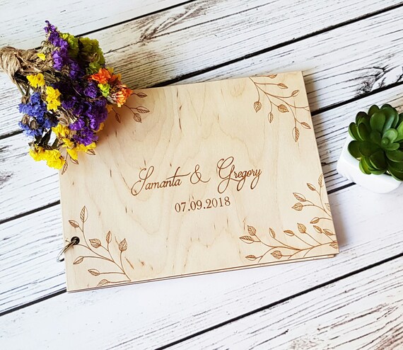 Album Holz Hochzeit Hochzeitsalbum Gästebuch Buch Holzalbum Holzbuch Fotoalbum