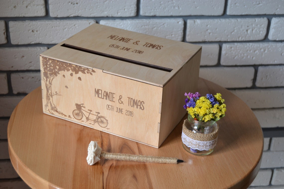 Custom Wedding Card Box With Slot Wooden Card Box Tree Wedding Etsy