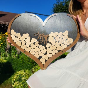 Livre d'or personnalisé pour mariage, coeur alternatif, livre d'or en acrylique, signe pour la douche nuptiale, livre d'or de mariage, boîte à souvenirs, boîte à souhaits, boîte rustique
