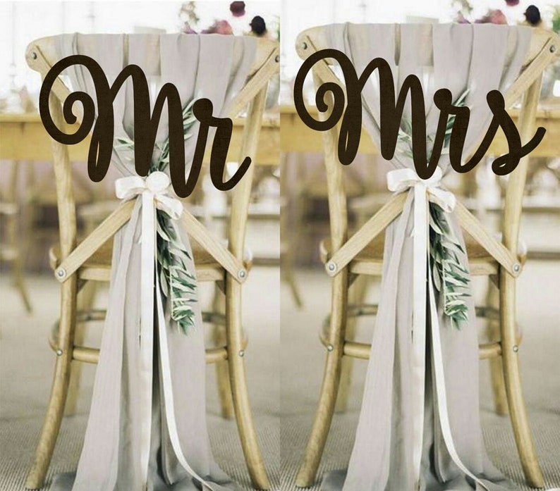 Wedding Chair Sign Mr&mrs Chair Sign Wooden Chair Sign Gold Etsy