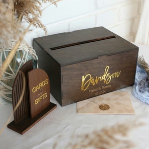 Holzkartenbox Hochzeitsdropbox Hochzeitskartenbox mit Acrylbeschriftung Kartenhalter Hochzeitsbank Hochzeitsspardose Hochzeitsumschlagbox
