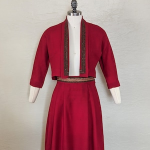 Autumn Elegance - Luscious 1940s Embellished Wool Suit - Vintage 1940s 40s Suit - 1940s 40s Skirt and Bolero Jacket - WW2 Era Suit - W28”