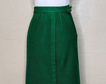 Green Goddess - Sweet 1950s 50s Emerald Green Wool Skirt - Wool Pencil Skirt - Vintage 50s Green Wool Skirt - Saucy Secretary - W24-1/2”