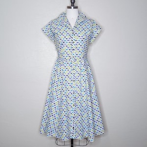 Fly, Fly Away - Playful 1950s 50s Novelty Print Cotton House Dress Shirtdress Day Dress Vintage 1950s 50s Dress Brentwood Shirtdress