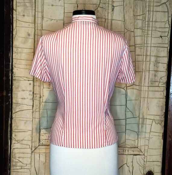 Candy Striped - 1960s 60s salmon and white stripe… - image 3