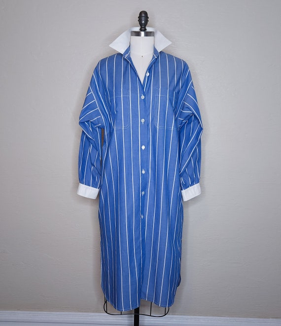 In A Bleu Mood - Blue 1980s 80s French Cotton Str… - image 5