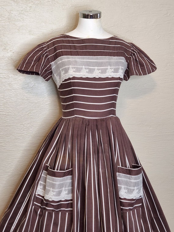 Parallel Lines - Fantastic 1940s 40s Striped Cott… - image 4