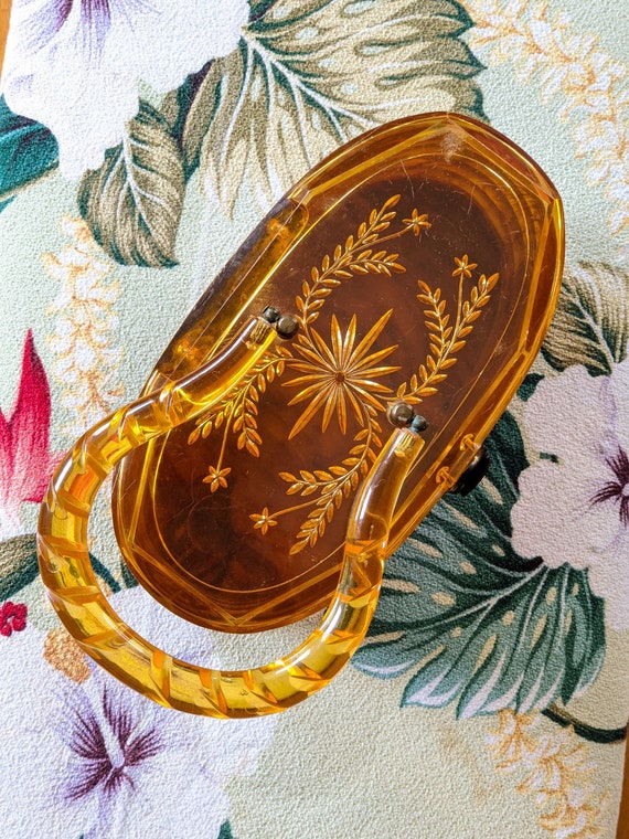Forever Amber! - 1950s Box Purse - Beehive Purse -