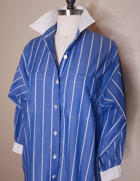 In A Bleu Mood - Blue 1980s 80s French Cotton Str… - image 3