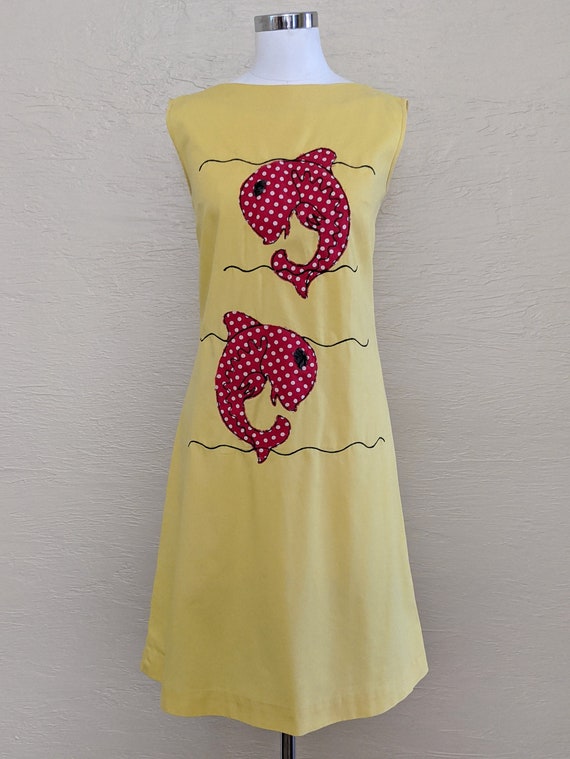 60s Cotton Shift Dress - 60s Dress - Novelty Summe