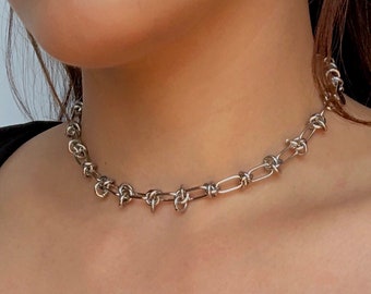 Barbed Wire Necklace / Stainless Steel / Wire Choker / Silver Chokers / Silver Wire Necklaces / Hypoallergenic / See DESCRIPTION for details