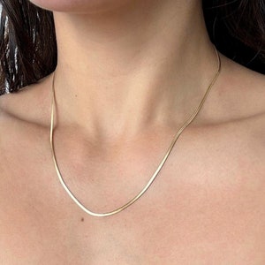 Gold Dainty Snake Chain Herringbone Necklace Layering Necklace Dainty Silver Necklace Minimalist Gold Snake Chain Gifts for Her image 3