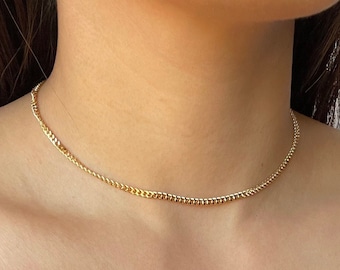 3mm Thin Gold Chain /18k Gold Plated / Curb Chain / Gold Layered Chains / Dainty Gold Necklace / Gold Chain Necklace / Gift for Women