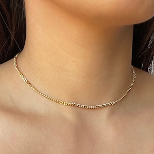 3mm Thin Gold Chain /18k Gold Plated / Curb Chain / Gold Layered Chains / Dainty Gold Necklace / Gold Chain Necklace / Gift for Women