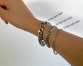 Stainless Steel Bracelets/ Curb Chain, Oval Link, Figaro, Chunky Silver Bracelets/ Gifts for Christmas