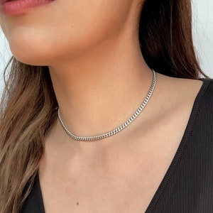 Silver Choker/ 3.5mm Curb Chain Necklace/ Stainless Steel /Silver Necklaces /Curb Chain Chokers / Non Tarnish/ Long Silver Chains/Waterproof