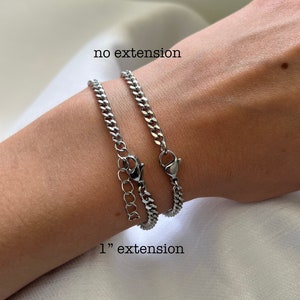 Silver Curb Chain Bracelet/ Stainless Steel/ 3.5mm/ Thin Silver Bracelet/ Curb Chain Bracelet/ Silver Bracelet/ Waterproof/ Unisex Bracelet