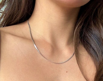 Silver Dainty Snake Chain • Herringbone Necklace • Layering Necklace • Dainty Necklace • Minimalist • Gold Snake Chain • Gifts for Her